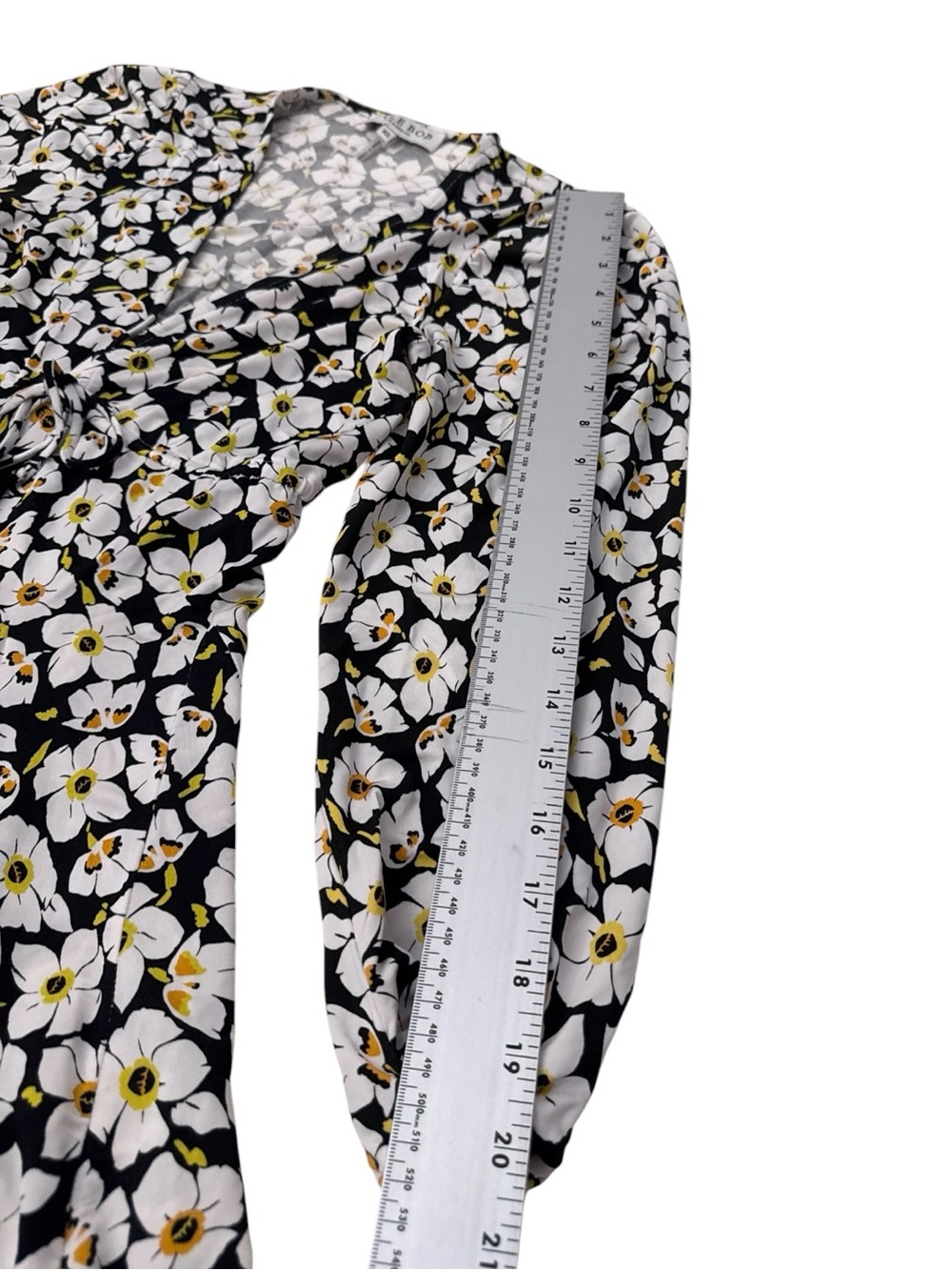 HALE BOB Daeja Floral Jersey Dress XS Black White Mini Boho Luxe - Picture 12 of 12